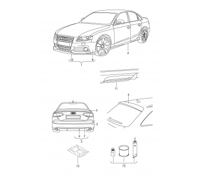 Комплект для склеювання для спойлера на кромці даху Audi A4